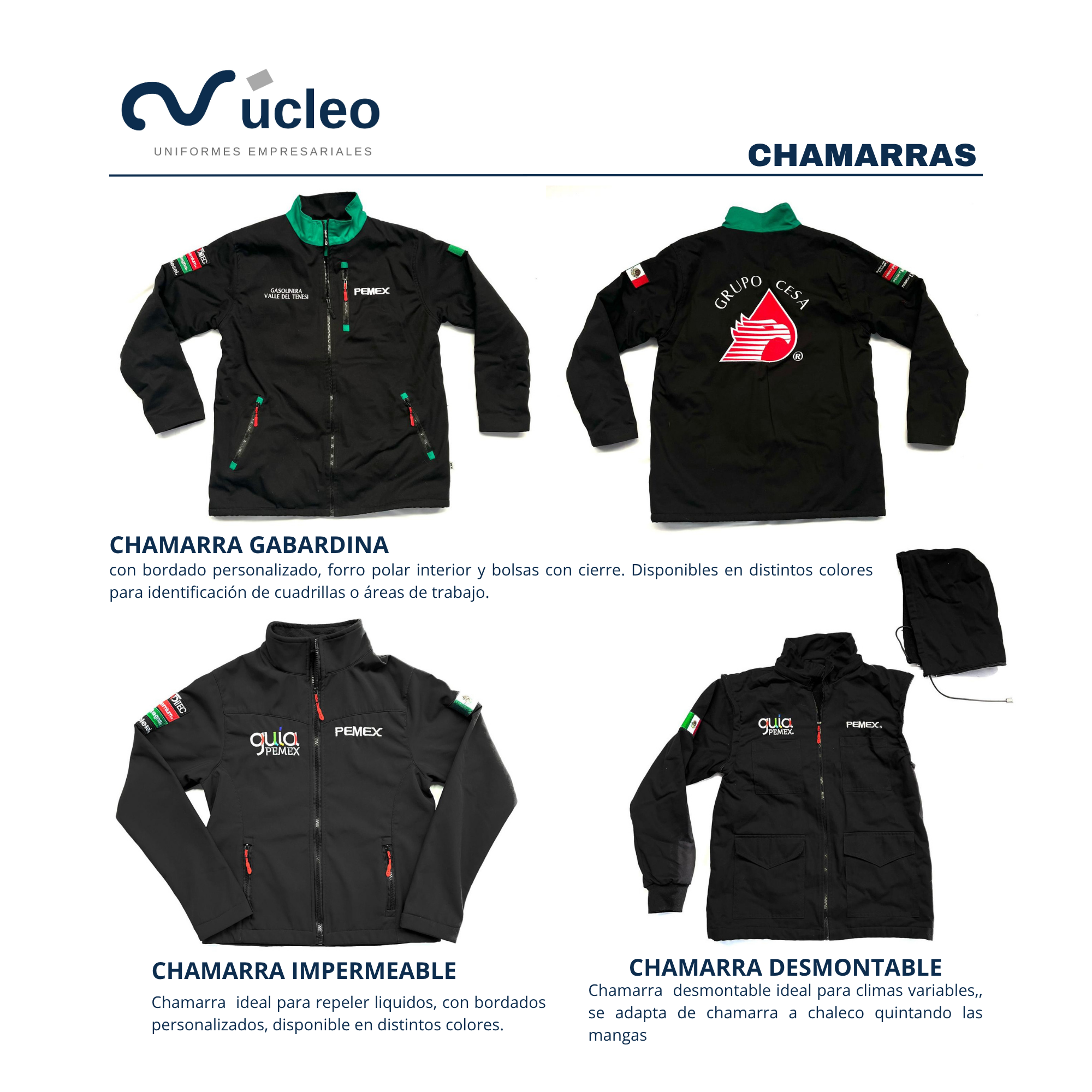 Ejemplos de chamarras personalizadas